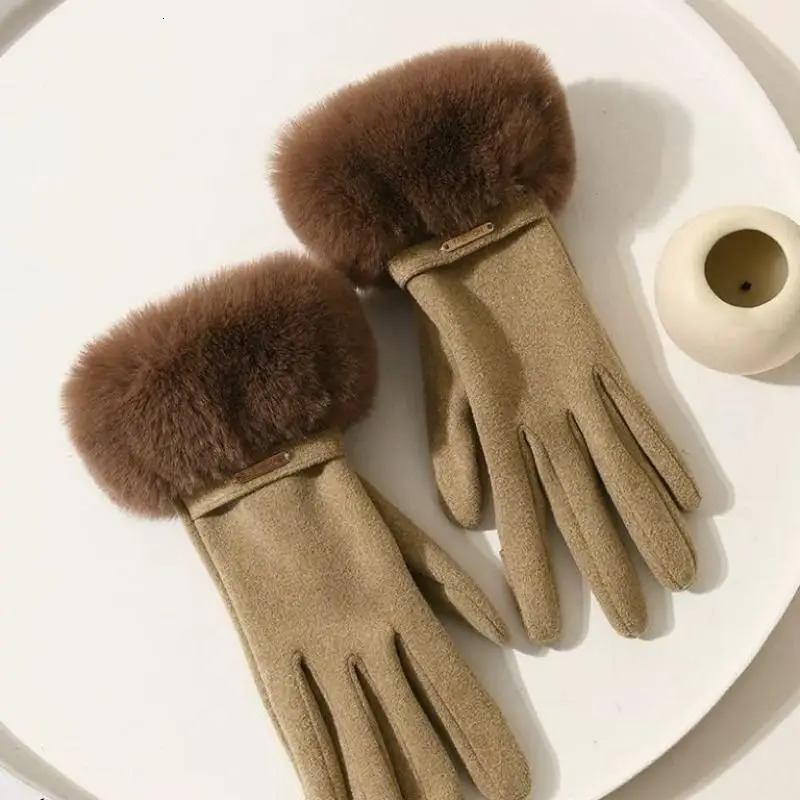Winter Womens High Quality Plush Thick Soft Warm Gloves with Touchscreen Riding and Driving Anti Cold Student Edition 251023