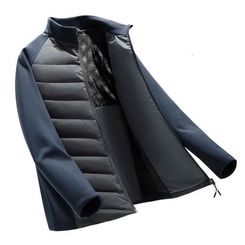 Mens Lightweight Down Jacket Long Sleeve Nylon Spandex Thermal Padded Outdoor Sports Casual Packable Liner Winter Coat Z251024