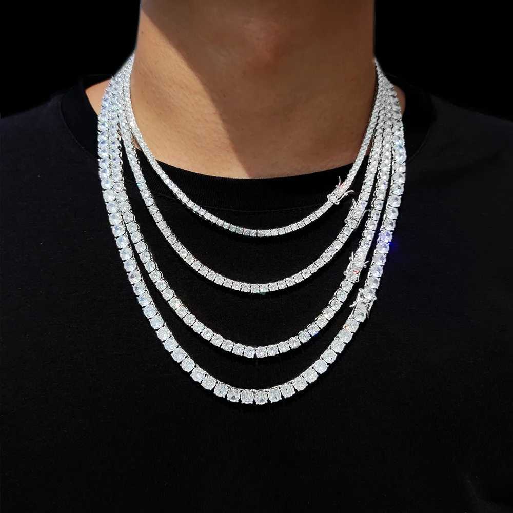 Hip Hop Jewelry 1 Row d Out Tennis Chain Bling CZ Men Diamond Cubic Zirconia Choker Necklace Women Drop ShippingXJ251024