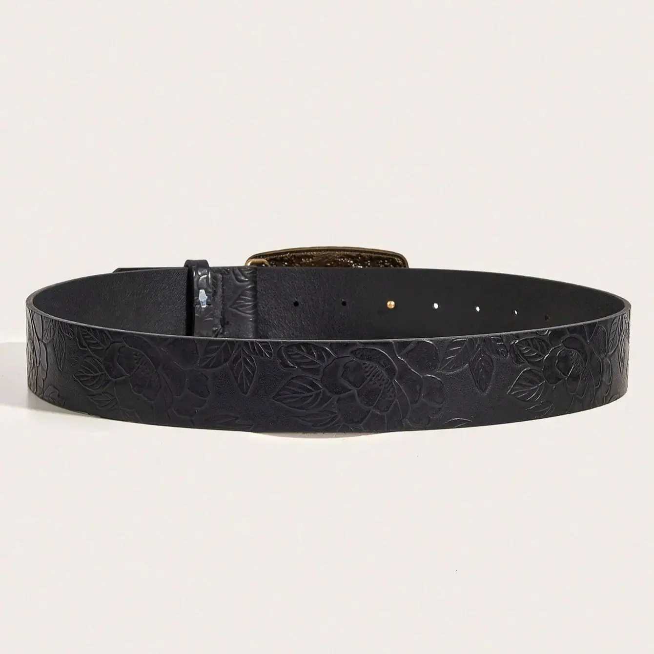 A square buckle set with sapphire PU belt for men and women W251024