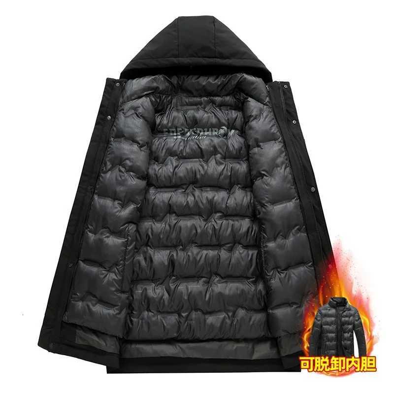 New Parka Coat Detachable Down Liner Luxury Business Men Thick Fleece Jacket Autumn Winter Warm Down Jacket Hooded for Men Z251024