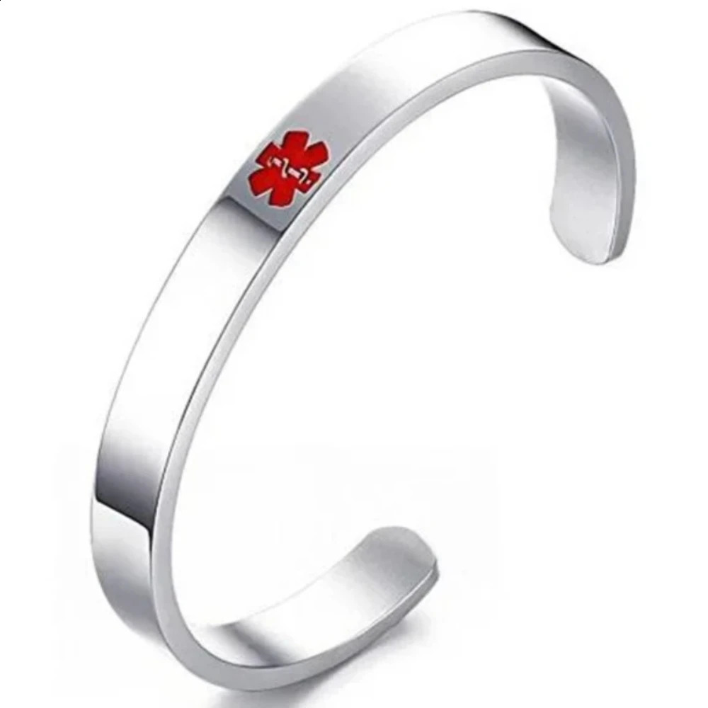Free Custom Engraving Personalized Bracelet Condition Alert ID Stainless Steel Cuff Bangle Jewerly Name 251014