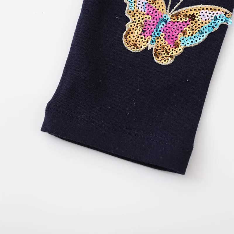 Little maven 2023 New Warm Leggings Clothes Child Girls Sequin Butterfly Leggings Autumn Basic Baby Girls Pants CottonT251024