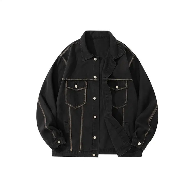 Mens Autumn Single Breasted Long Sleeve Denim Jacket with Lapel Casual Workwear Coat Vintage Streetwear Fashion MXXXL 251017