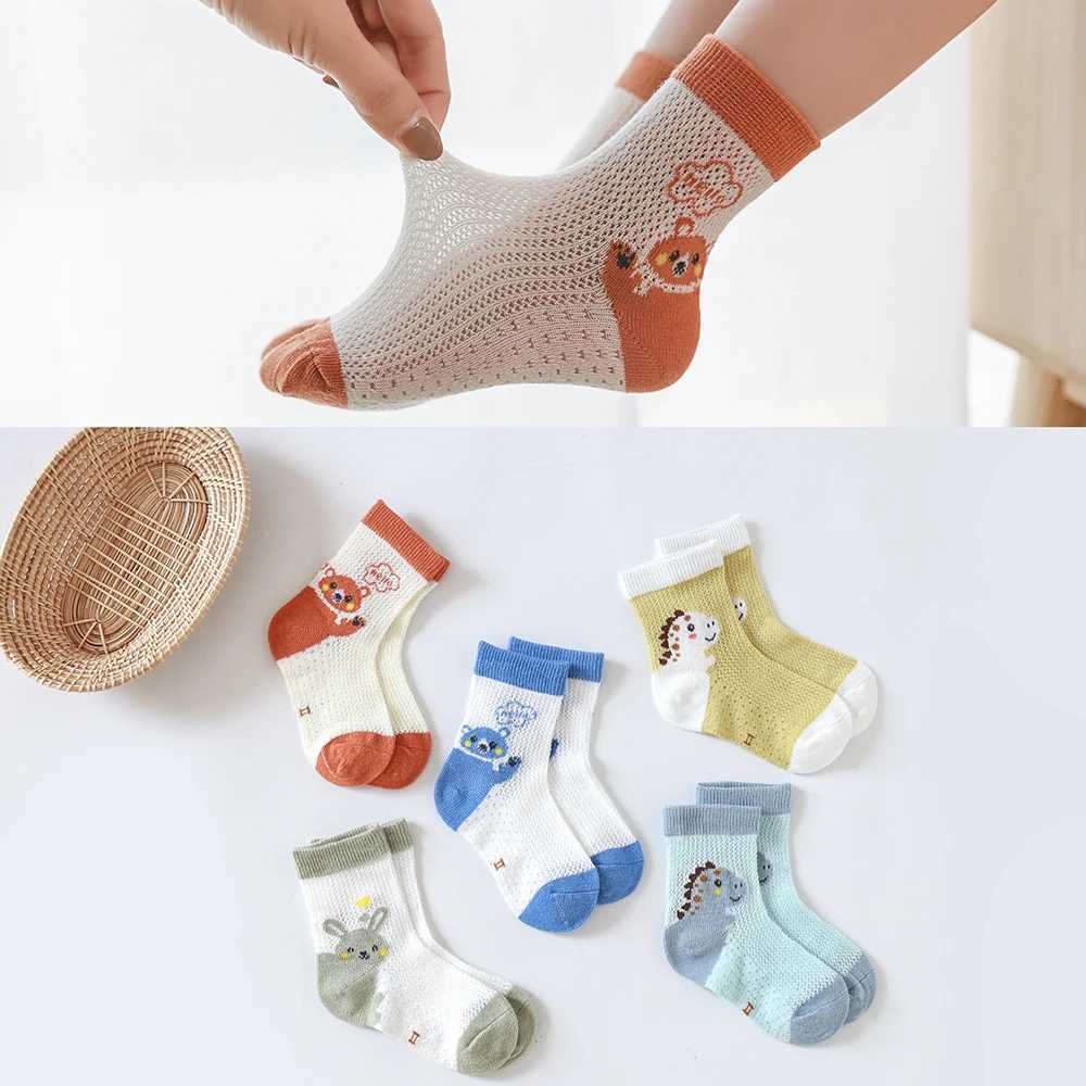 5Pairslot Summer Spring Baby Socks Cotton Animal Cartoon Cute Kids Socks Mesh Thin Lovely Colorful Socks J251024