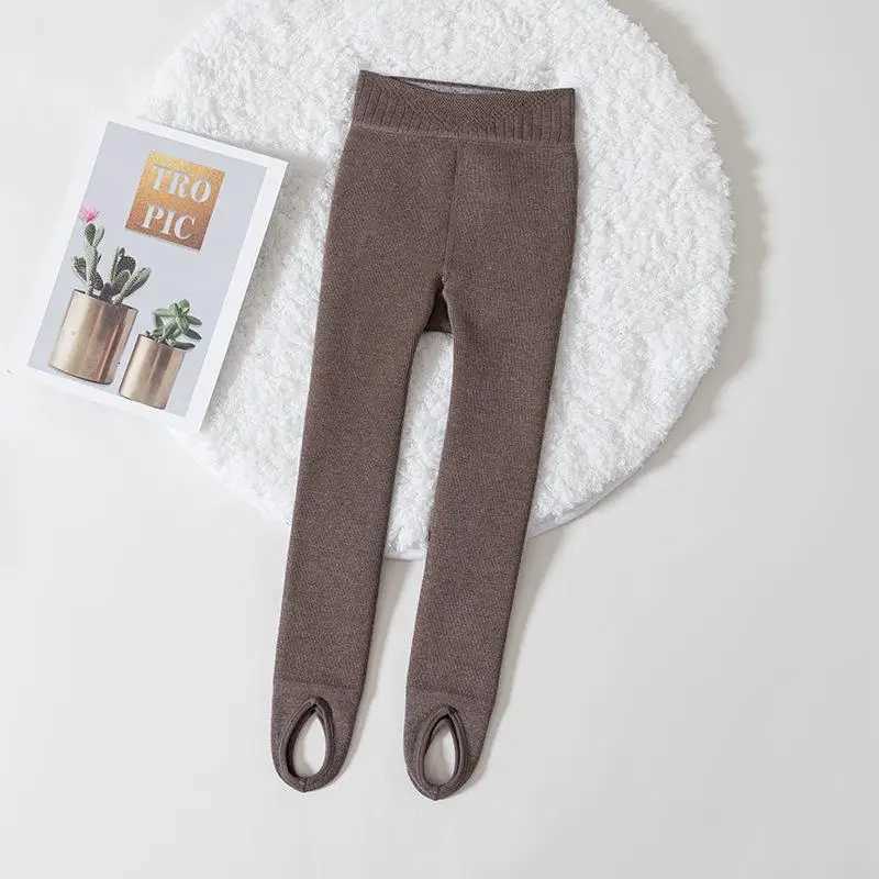 Girls Fleece Lined Leggings Warm Thermal Footed Pants Kids One Piece Winter Thickened PantyhoseT251024