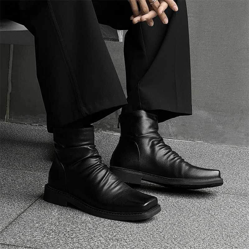 High Quality Ankle Boots Men Leather Winter Vintage Soft Leather High Top British Style Zipper Wedding Dress Business Mens Boots W251024