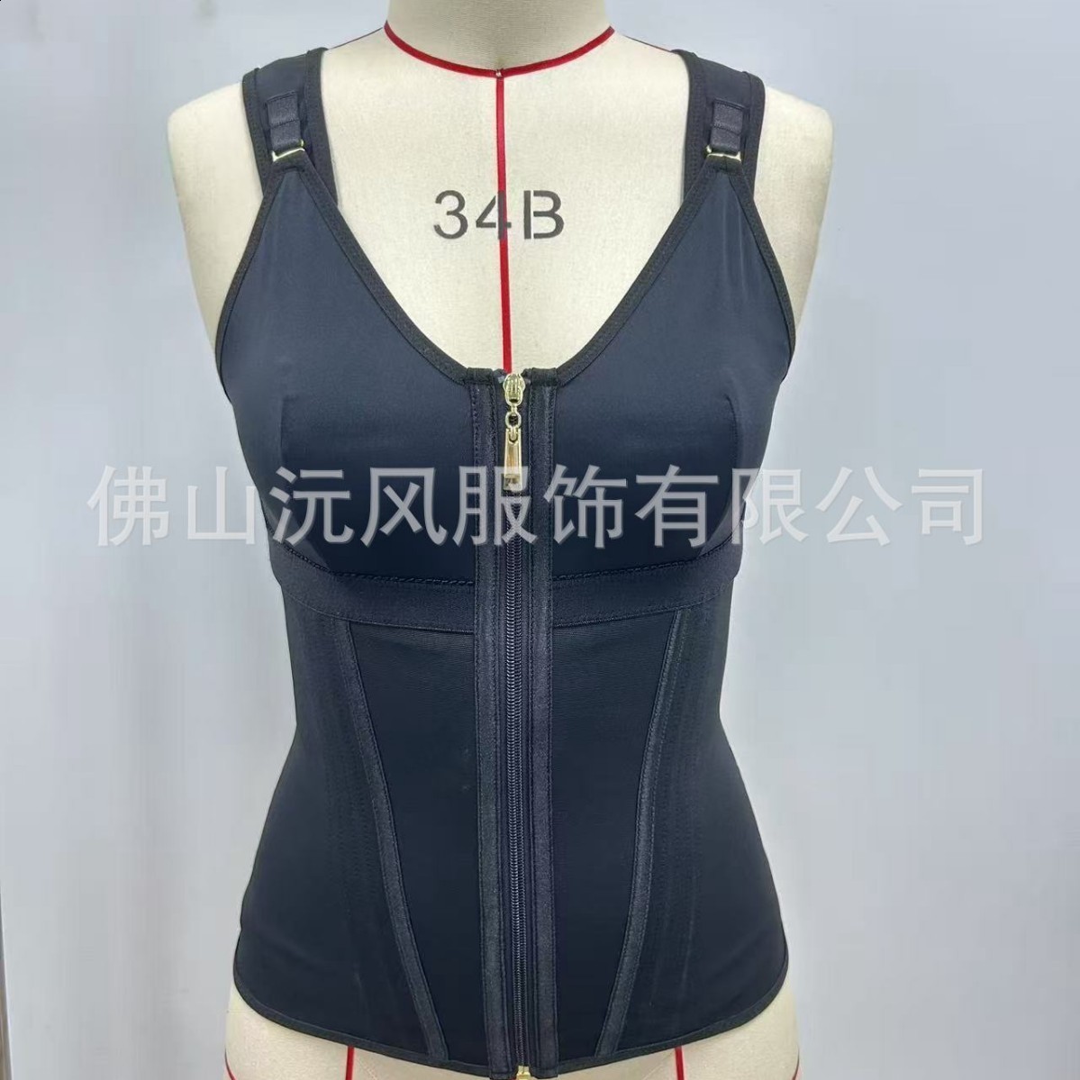 Mesh Reinforced 15Bone Waist and Abdomen Shaping Bodysuit with Buttoned Bra Integrated Body Shaping Vest Top 251017