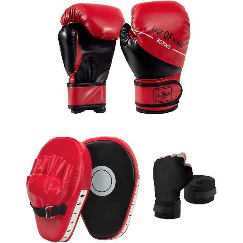 3in1 Boxing Gloves and Punching Mitts Set for Kids Boxing Mitts Focus Pads with Hand Wraps Kids Boxing Equipment Set For MMA Y251023