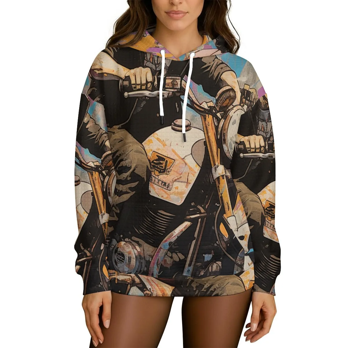 DHgatepod Women's Heavyweight Waffle Knit Hoodie - 320GSM All-Over Print Textured Pullover with Kangaroo Pocket