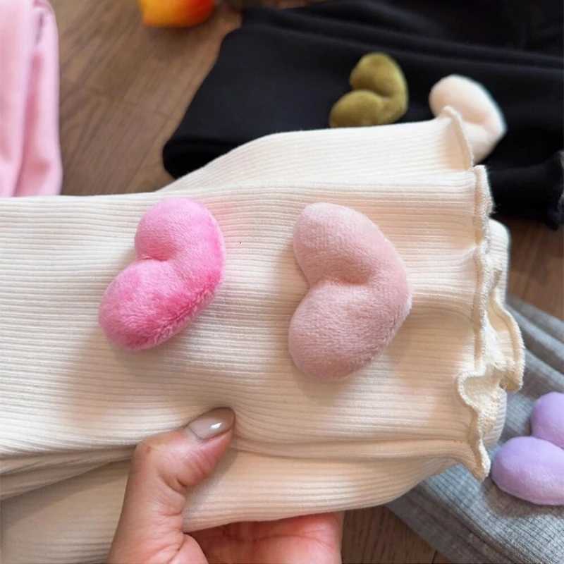 2025 Girls Fleece Lined Pants Winter Warm Korean Style Fashion Heart Tights for Baby Toddler Leggings TrousersT251024