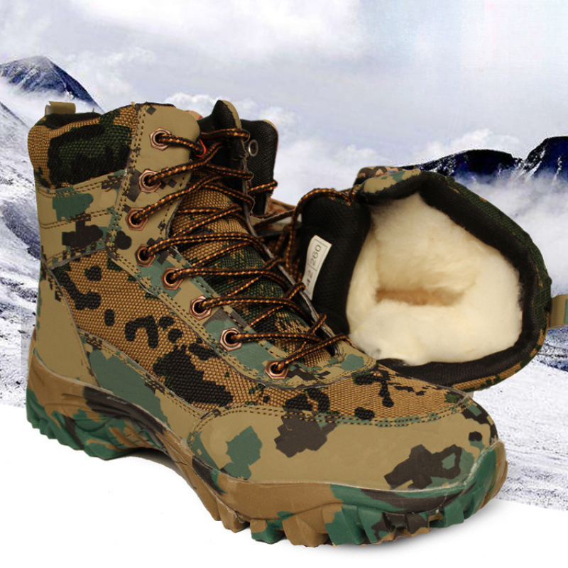 Winter Extra Thick Camouflage Combat Boots Cold Proof Degrees Cotton Shoes Thickened Wool Snow Boots Men s Outdoor Work Shoes