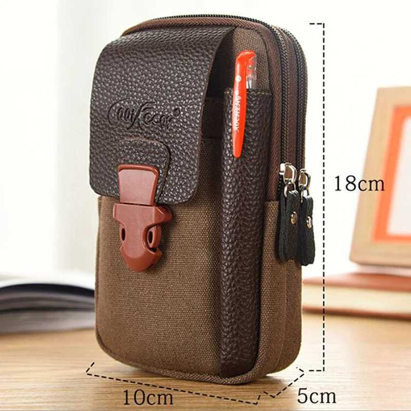 Casual Male Zipper Men Waist Bags Small Solid Color Card Holder 4 Inch Phone Packs Belt Fanny Purse 2023 NewL251024