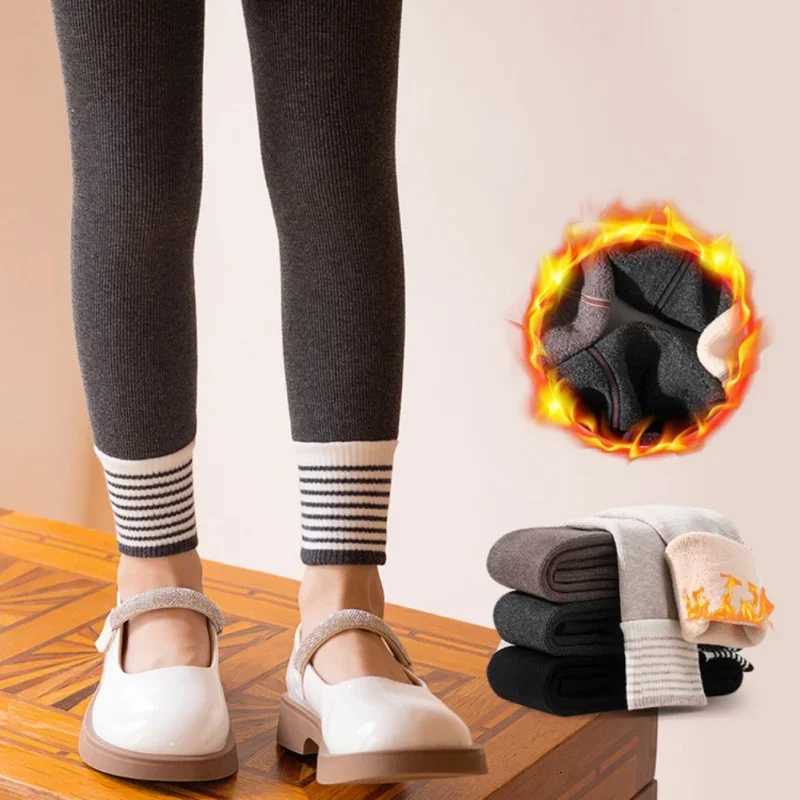 Winter Warm Children Girls Leggings Thick Padded Simple Solid Pants Kids Girl Plus Velvet Pants Children Trousers 115 YearsT251024