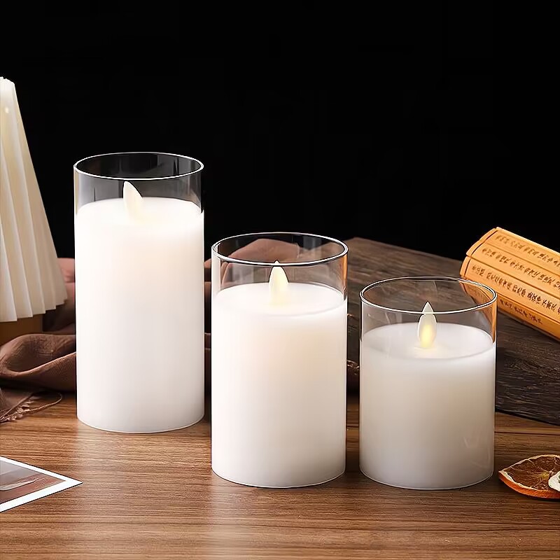 Transparent Acrylic LED Candle Light, 3.7V Battery-Free Warm Light Ambient Lamp for Romantic Wedding & Home Decoration