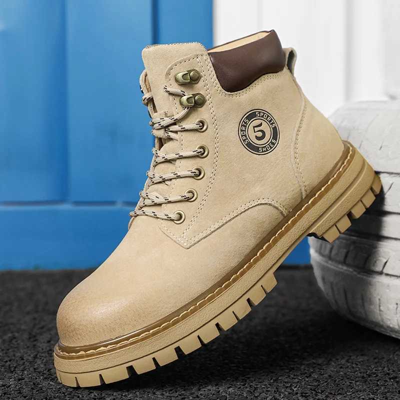 Vintage Suede Leather Mens Ankle Boots Fashion Man Lace Up High Top Shoes Outdoor Motorcycle Boots Top Quality Walk Shoes Botas W251024