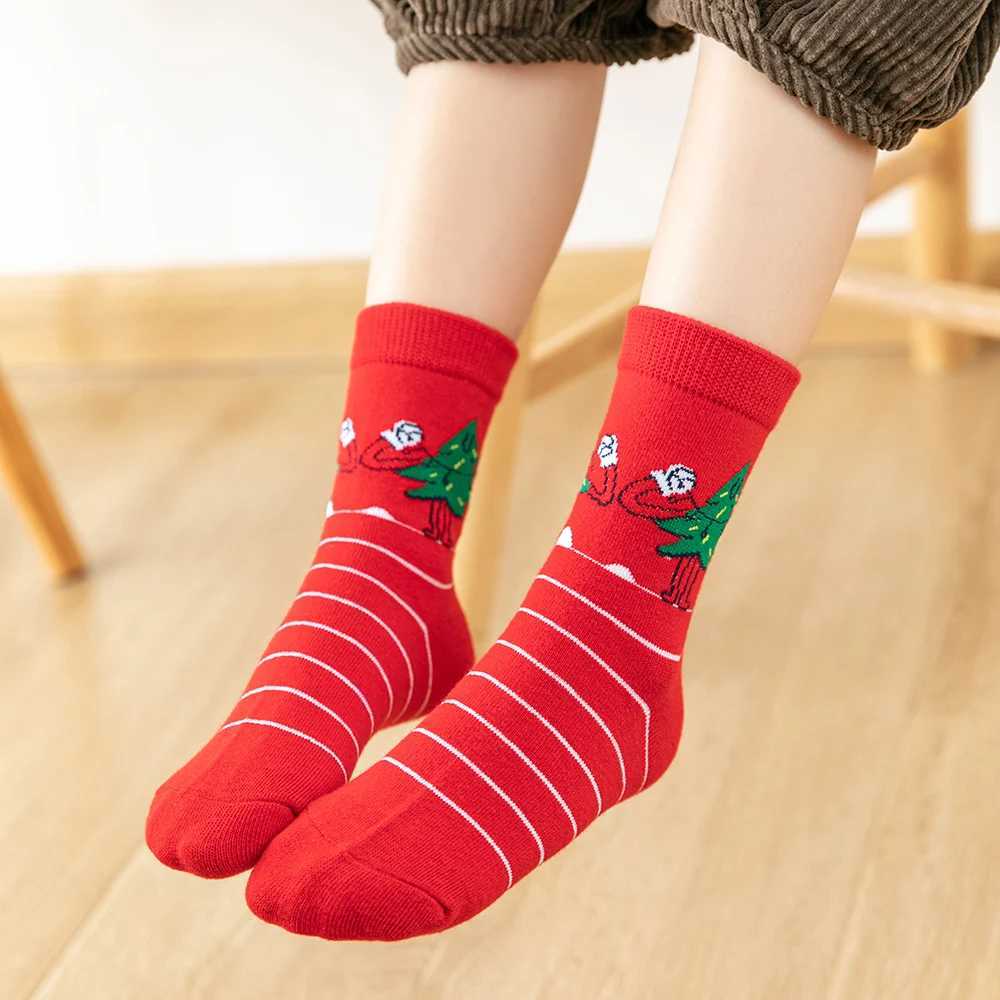 5Pairslot Kids Socks Autumn Winter Socks Children Cotton Christmas Socks For Students Girls Boys Cartoon Cute Warm Socks J251024