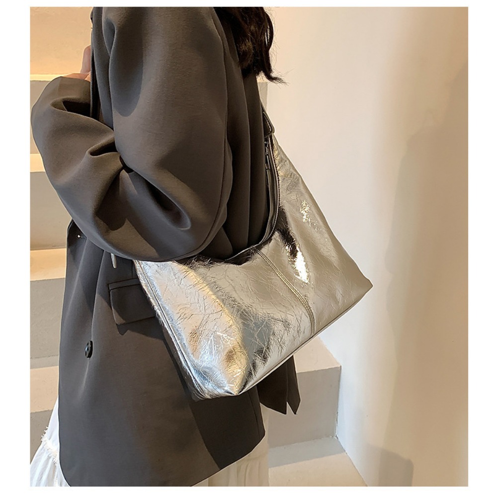 Chic Contemporary Hipsack by Ladies' Trendsetters Shimmering Silver Crossbody Pouch