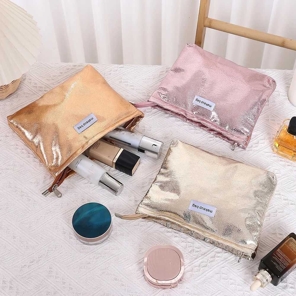 Fashion Shiny Sequins Cosmetic Bag Portable Women Clutch Zipper Pouch Handbag Makeup Toiletries Storage Square Bags WholesaleT251024