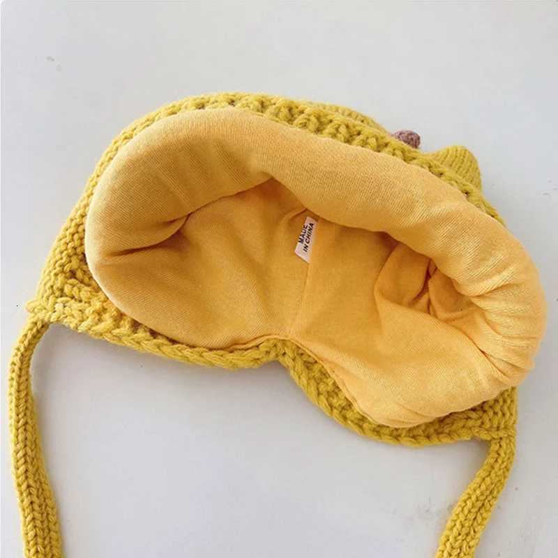 Cute Antler Baby Knitted Woolen Hat Winter Warm Infant Ear Protection Cap Cartoon Toddler Beanie 524M Kids Tie Headgear BonnetL251024