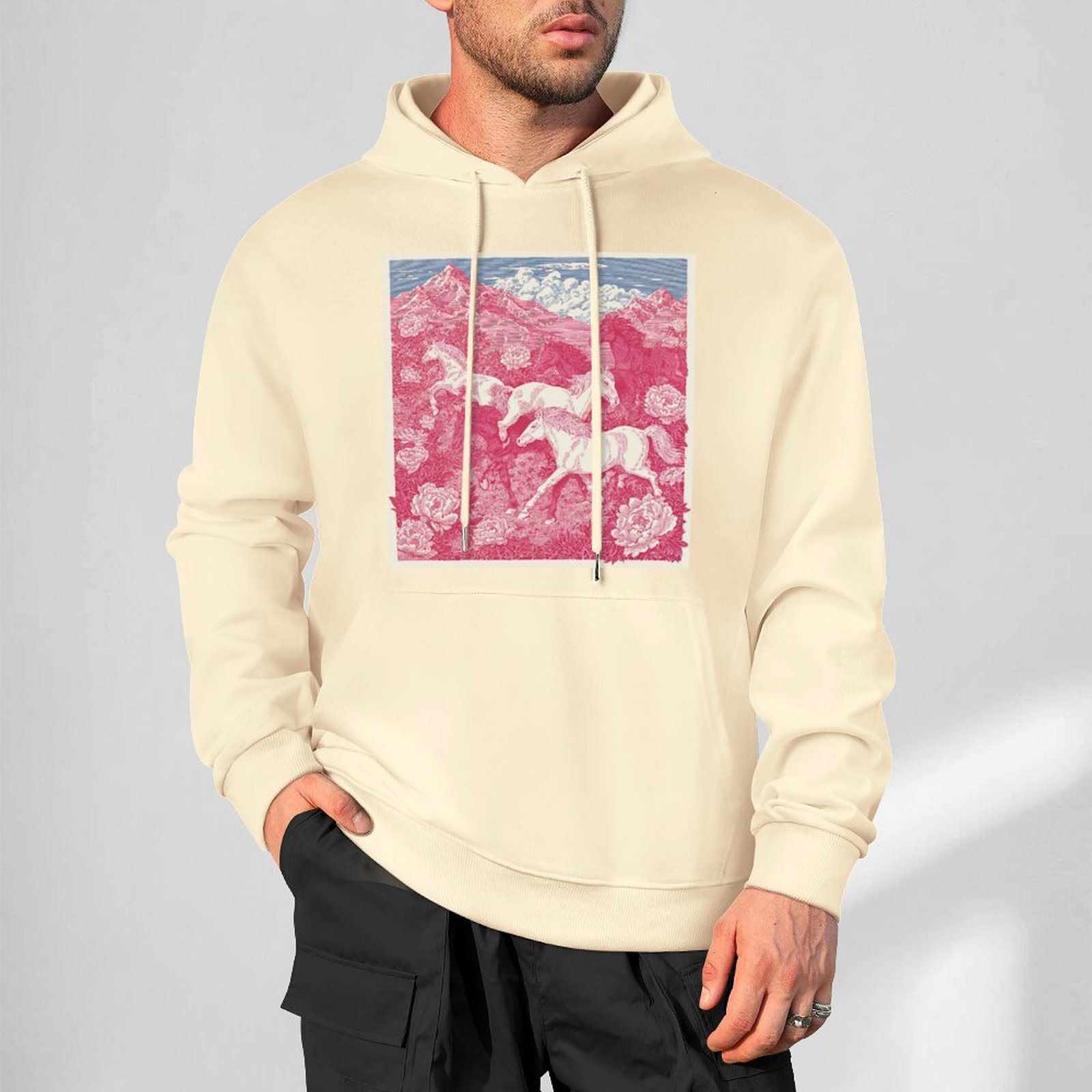 H Designer Fall Winter Hoodie Luxury Horse Print Design Unisex Long Sleeve Streetwear Hip Hop Oversized Fit Hoodie Men's Fashion Apparel H41