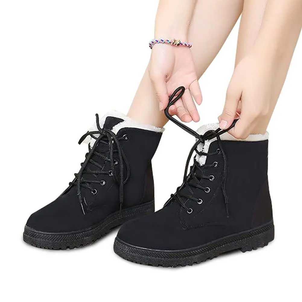 Crestar Winter Snow Boots for Women Warm Fur Lined Ankle Booties Lace Up Slip on Outdoor Walking Womens Boots Lady Fashion shoes W251024
