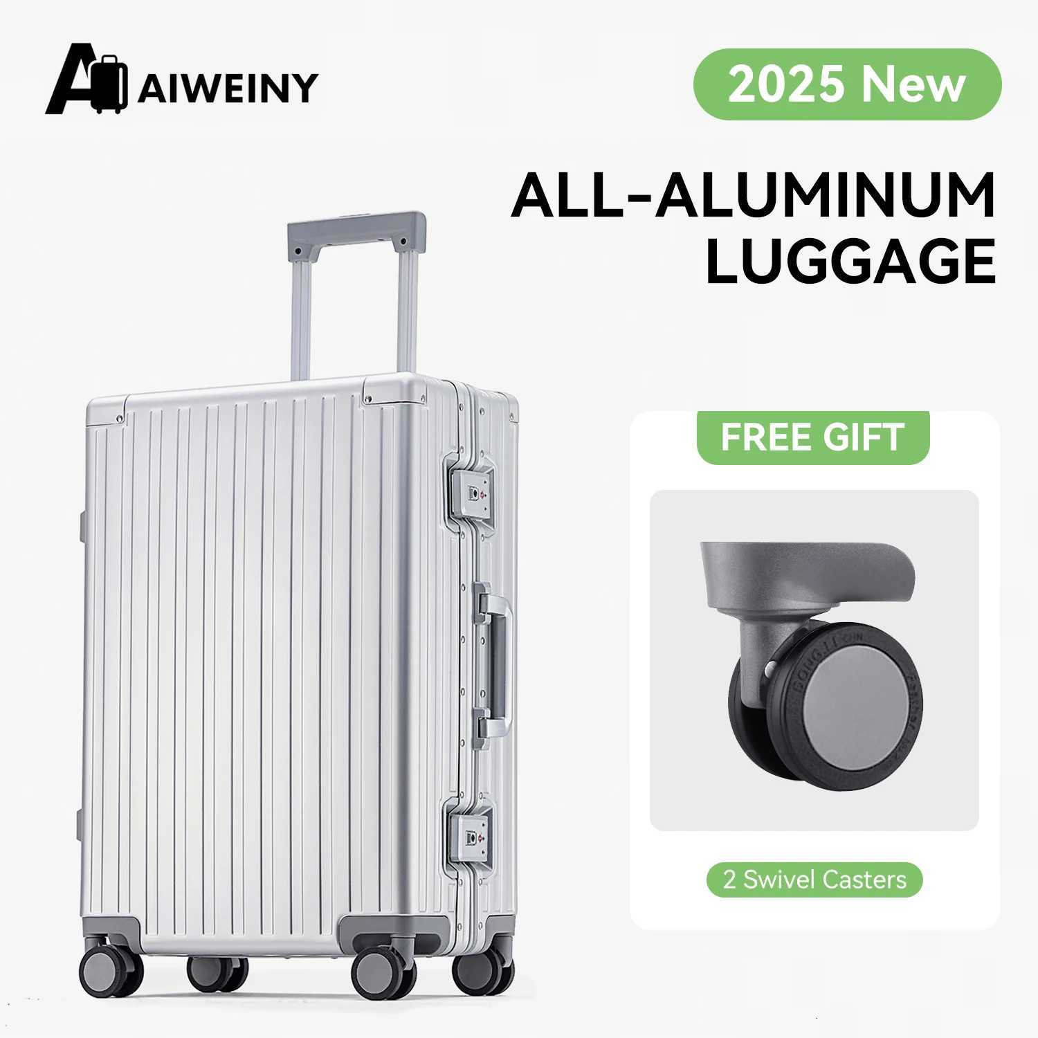AIWEINY All aluminum magnesium alloy trolley case universal wheel TSA men lightweight luggage boardingW251024
