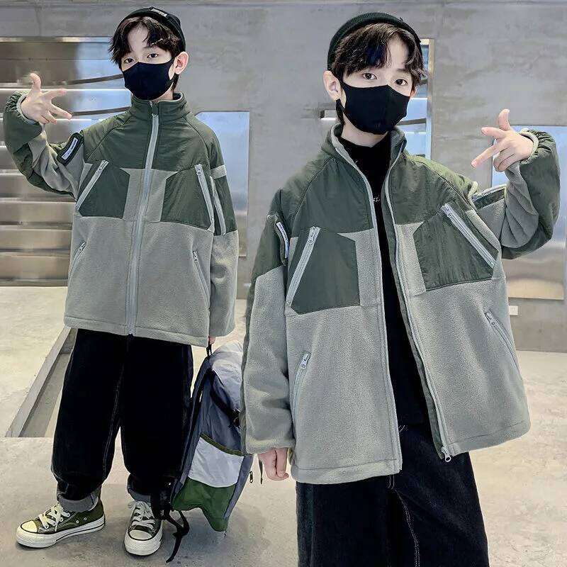 Newtrendy Boys' Fleece Jacket For Toddler Boys, Spring Autumn Kids' Stylish Windproof Jacket, Warm Boy's Outdoor Clothing