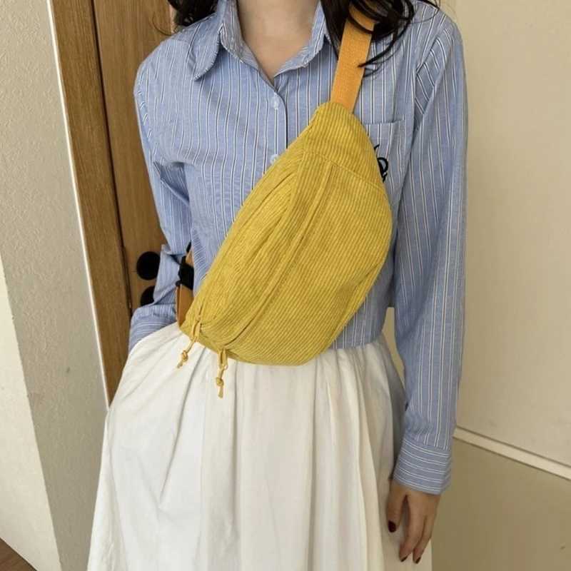 Adult Teens Corduroy Waist Fanny Pack Women Solid Color Crossbody Chest Purse Lady Girl Daily Casual Outdoor Sports Belt Bum BagL251024