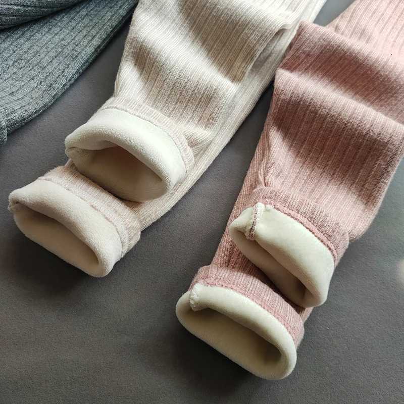 Winter Baby Girls Pants Thicken Warm Fleece Pants For Girls Leggings Childrens Elasticity Slim Stripe TrousersT251024