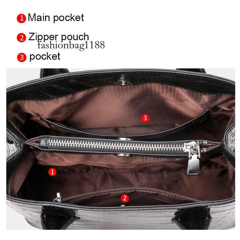 Aidrani new in genuine leather handbag high-capacity fashion crocodile pattern brands cowhide bag