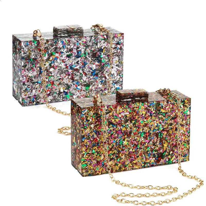 Acrylic Purses Handbags for Women Trend er Multicolor Perspex Geometric Patterns Box Clutch Banquet Evening Crossbody Bags 251023