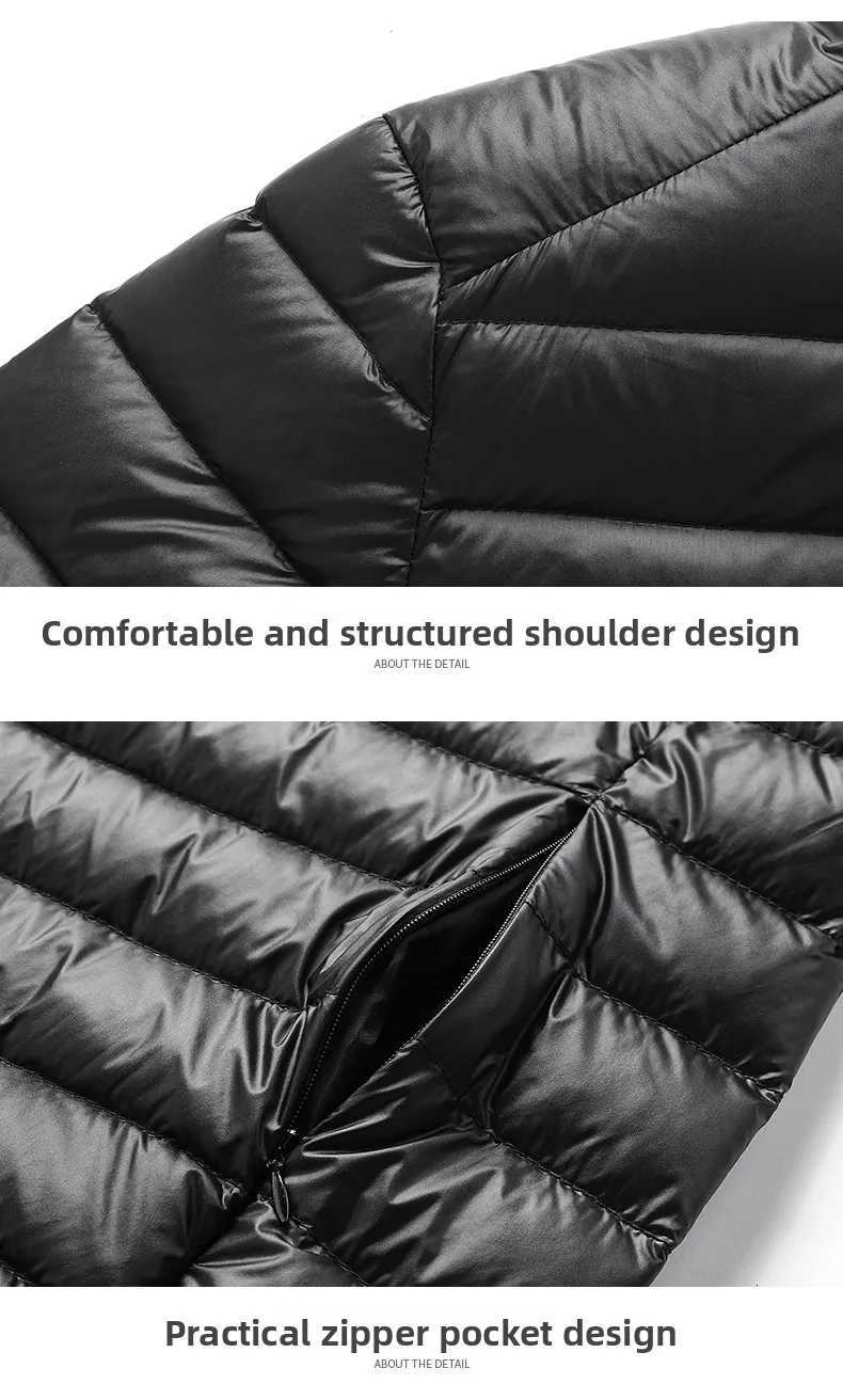 Autumn and winter popular light and thin standup collar down jacket mens short solid color plus size warm jacket Z251024