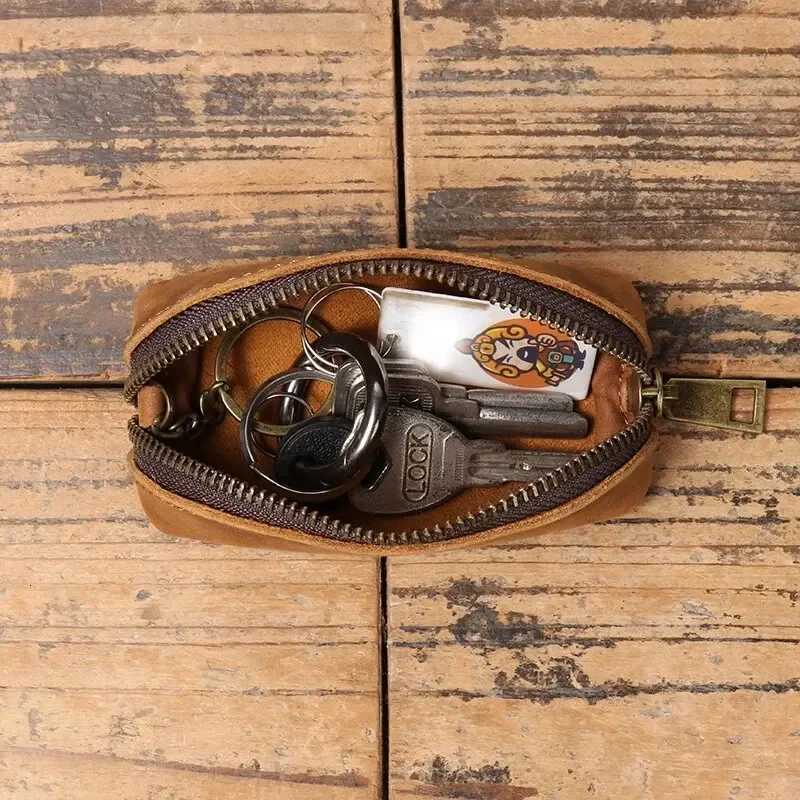 Genuine Leather Coin Purse Vintage Zipper CluTCh Wallet RETRO Holder Card Case Womens Key Holder Organizer Pouch Z251023