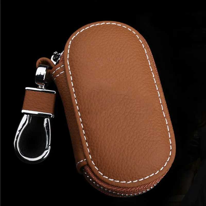Leather Car Key Case Zipper Keychain Cover with Card Slot Housekeeper Organizer for Men Women Gift Ready Z251023