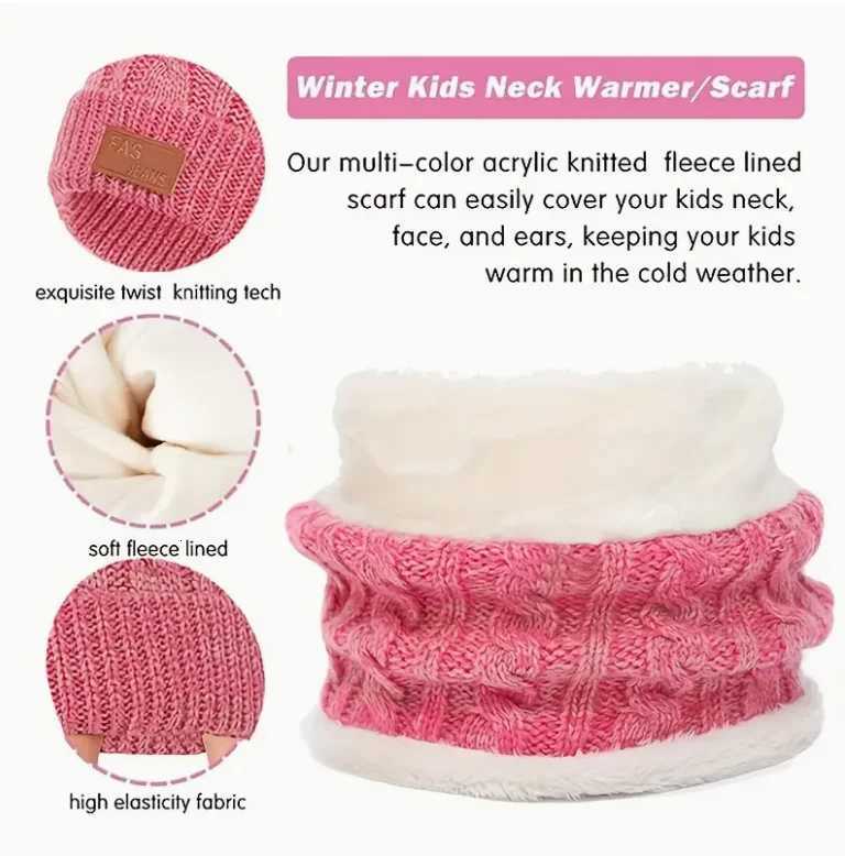 3pcsset Winter Childrens Warm Plus Velvet Scarf Baby Knitted Hat Gloves For 28 Y Best for Christmas ThanksgivingL251024