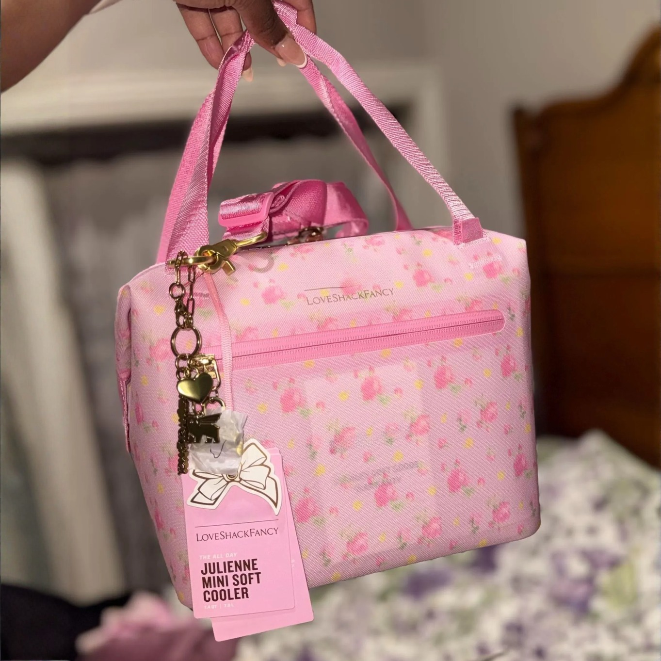 US Stock Lunch Bags All Day Julienne Mini Soft Cooler Box Can Carry-All For 40Oz Cup Tumblers Crossbody Bag With Pocket Love Shack Fancy