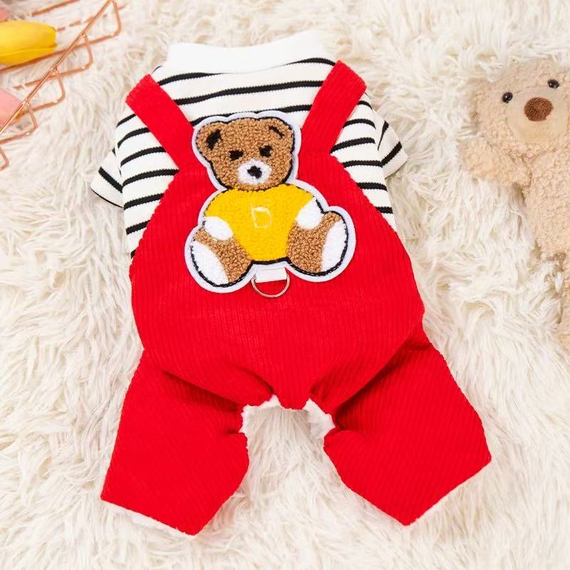 T1820 Dog Clothes Winter New Warm Bichon Teddy Pomeranian Small Dog Cotton-padded Coat Cat Anti-shedding Cute Sweatshirt