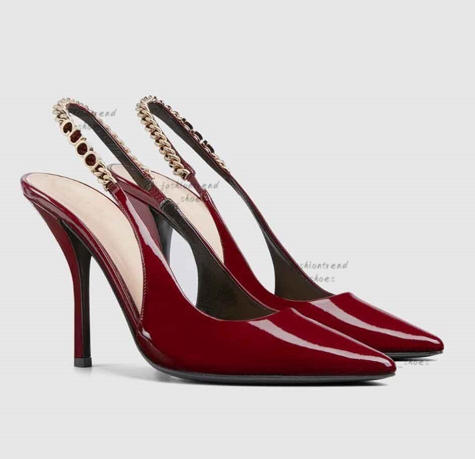 Elegant Brand Signoria Women Sandals Shoes Patent Leather Slingback Winered Black Summer High Heels Party Wedding Pointed Toe Lady Pumps EU3541