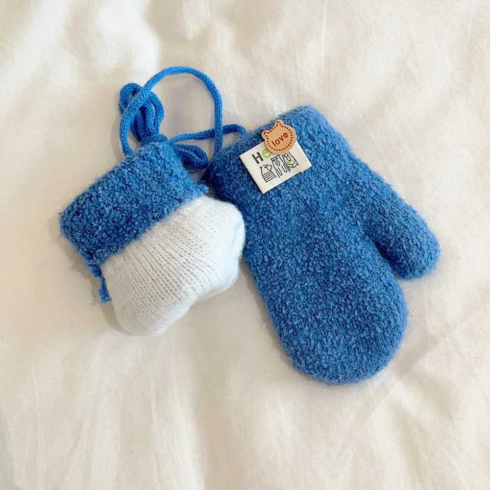 Baby Toddler Gloves For Girls Boys Winter Thick Warm Hanging Neck Mittens Infant Plush Gloves Outdoors Kid Boy Girl Hand Warmer Y251024