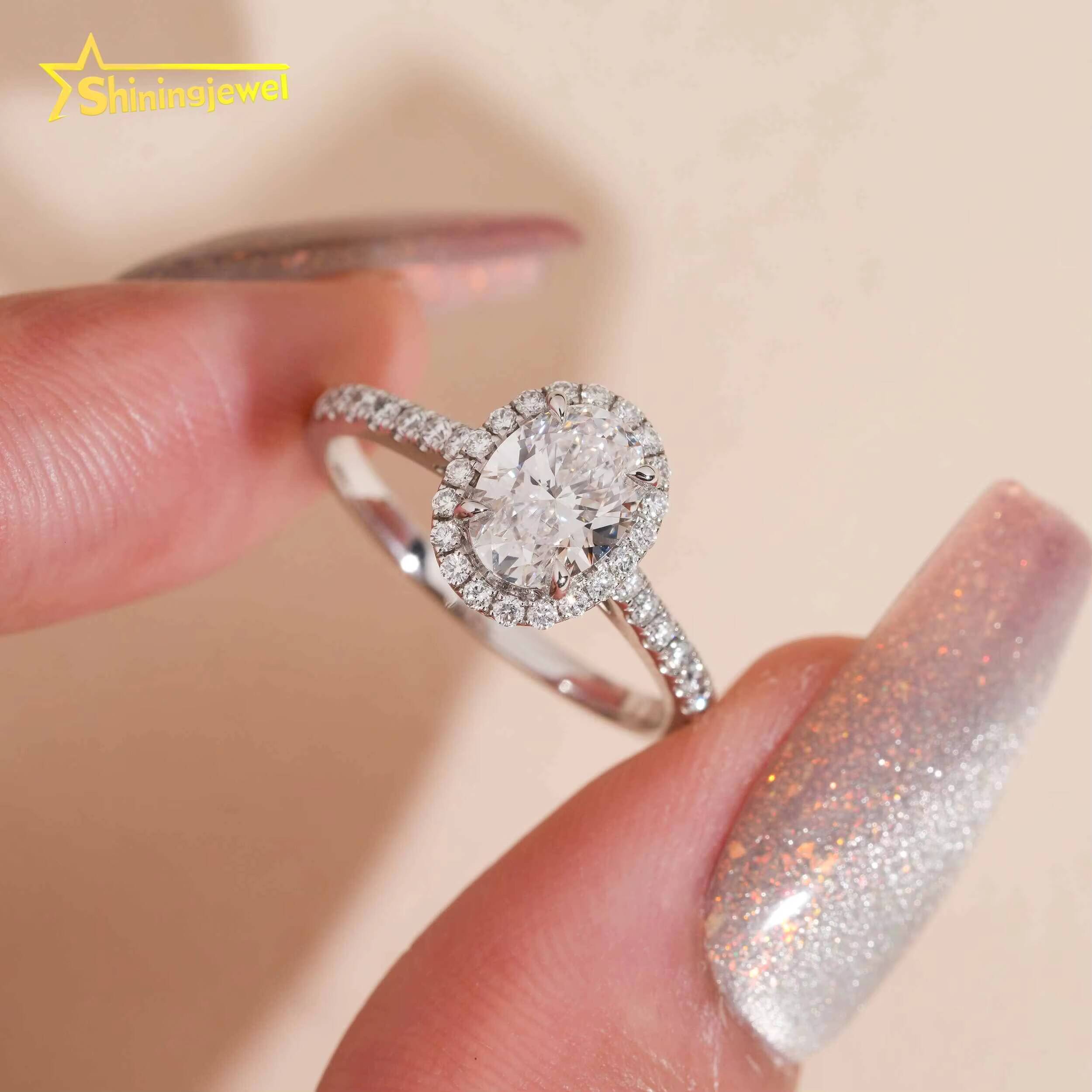 Women Jewelry Oval Cut Diamond Ring 14K Solid White Gold Jewelry Lab Grown Diamond Wedding Engagement Rings IGI Certificate