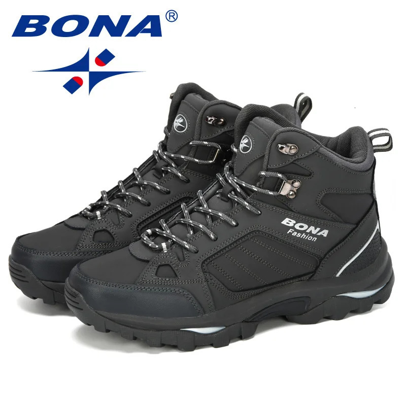 BONA Men Boots AntiSkidding Leather Shoes Men Comfy Spring Autumn Men Shoes Short Plush Snow Boots Durable Outsole251020