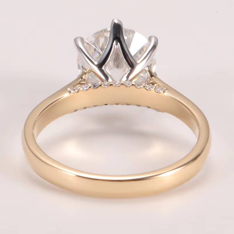 Factory Customized Diamond Ring 10k 14k 18k Mix Yellowwhite Gold Round Shape 8mm 2carat GRA Moissanite Wedding Ring