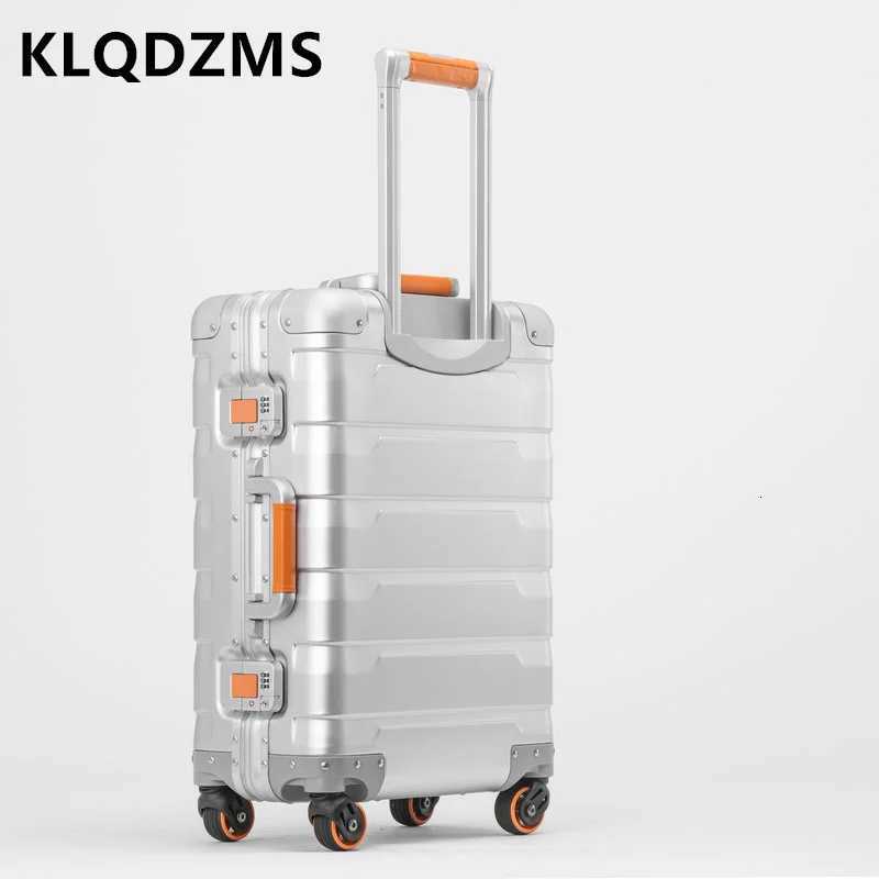 KLQDZMS 2024Inch Cabin Suitcase Full Aluminum Magnesium Alloy Boarding Box Mens Business Trolley Case with Wheels LuggageW251024