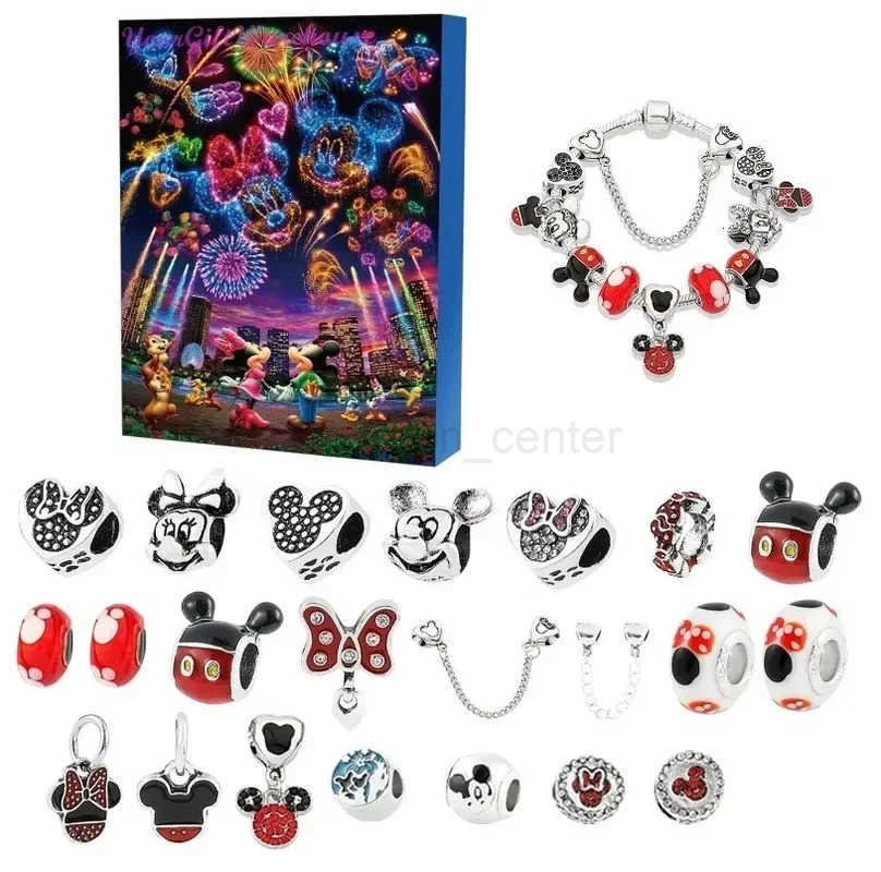 Disney Christmas DIY Stitch & Mickey Mouse Advent Calendar Bracelet Craft Set for Kids - Perfect Holiday Counting Down Accessory