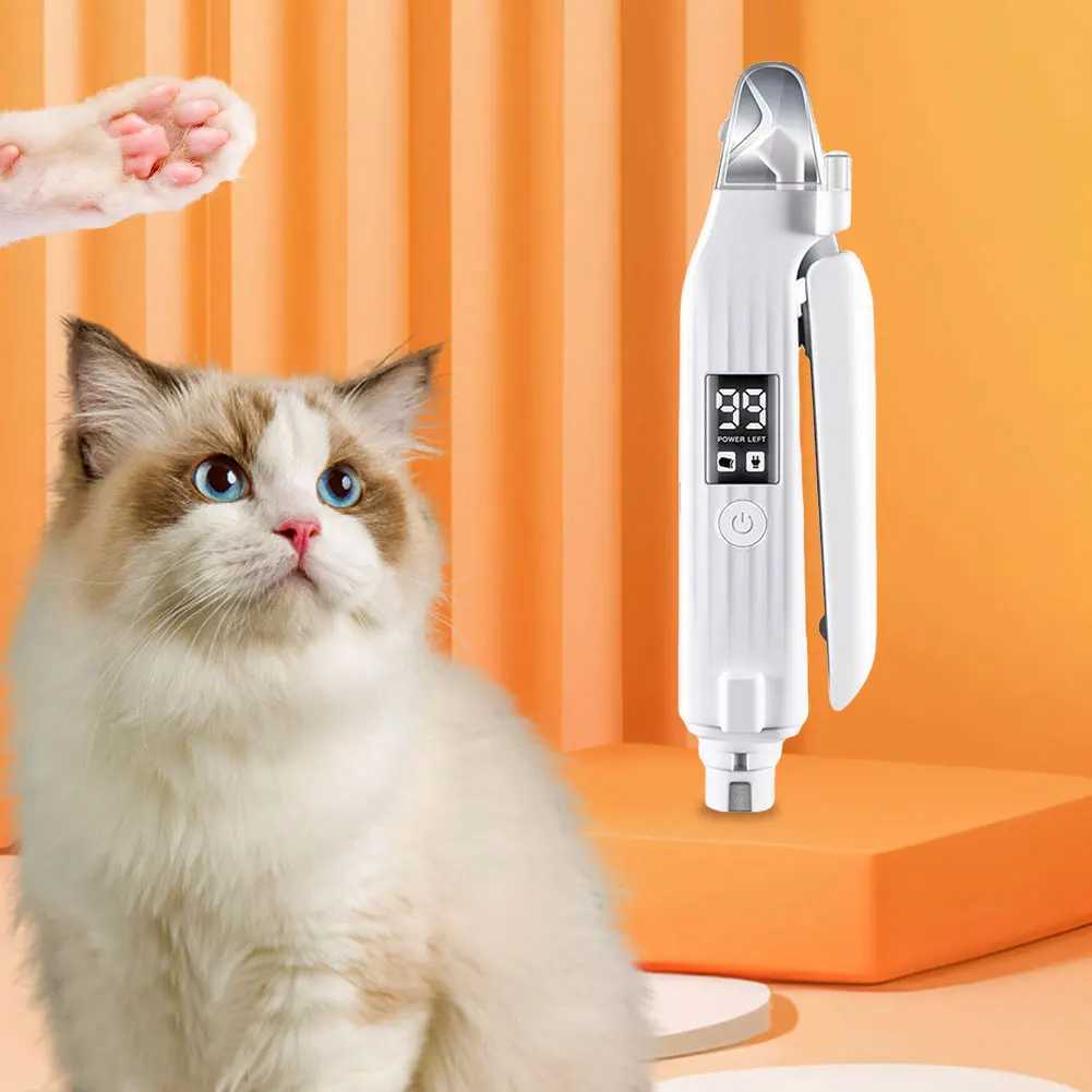 2 in 1 Electric Dog Nail Grinder and Clipper Rechargeable Pet Toenail Clippers with LED Lights for Small Medium Large DogsCats Z20251024
