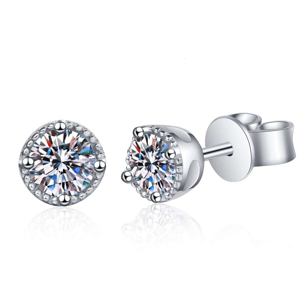 DHCollections-- S Sier Earrings for Women Four-Prong Studs Elegant Simple Moissanite Gift Jewelry