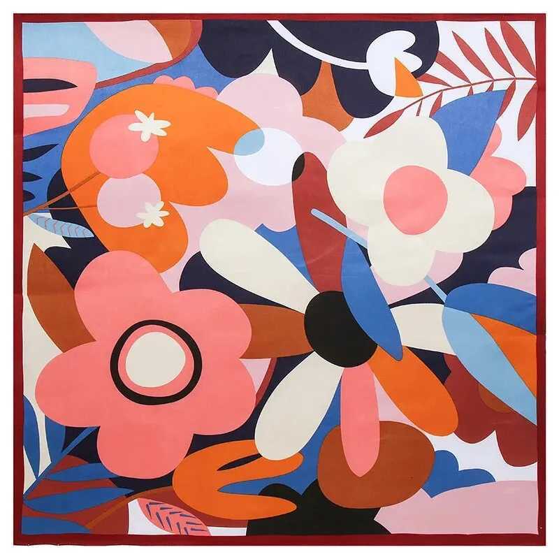 wer Print Bandana Square Scarf Silk Like ral Scarves Square Satin Hair Scarf Banda For Wen 9090CM Y251024