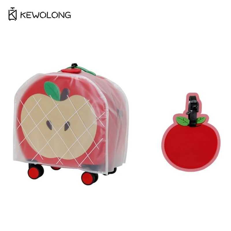 Red Apple Cartoon 20 Inch Carry On Luggage Cute Small Lightweight Suitcase for Women Girls Hard Shell Spinner Cabin BagW251024