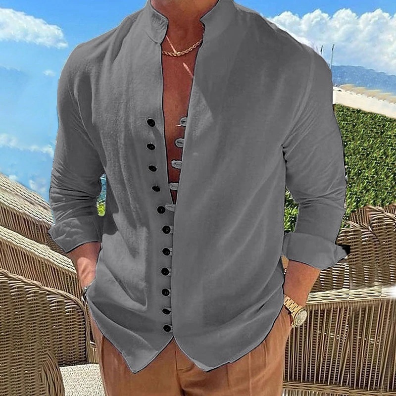 2025 New Men's Pure Cotton Casual Loose Long Sleeve Shirt